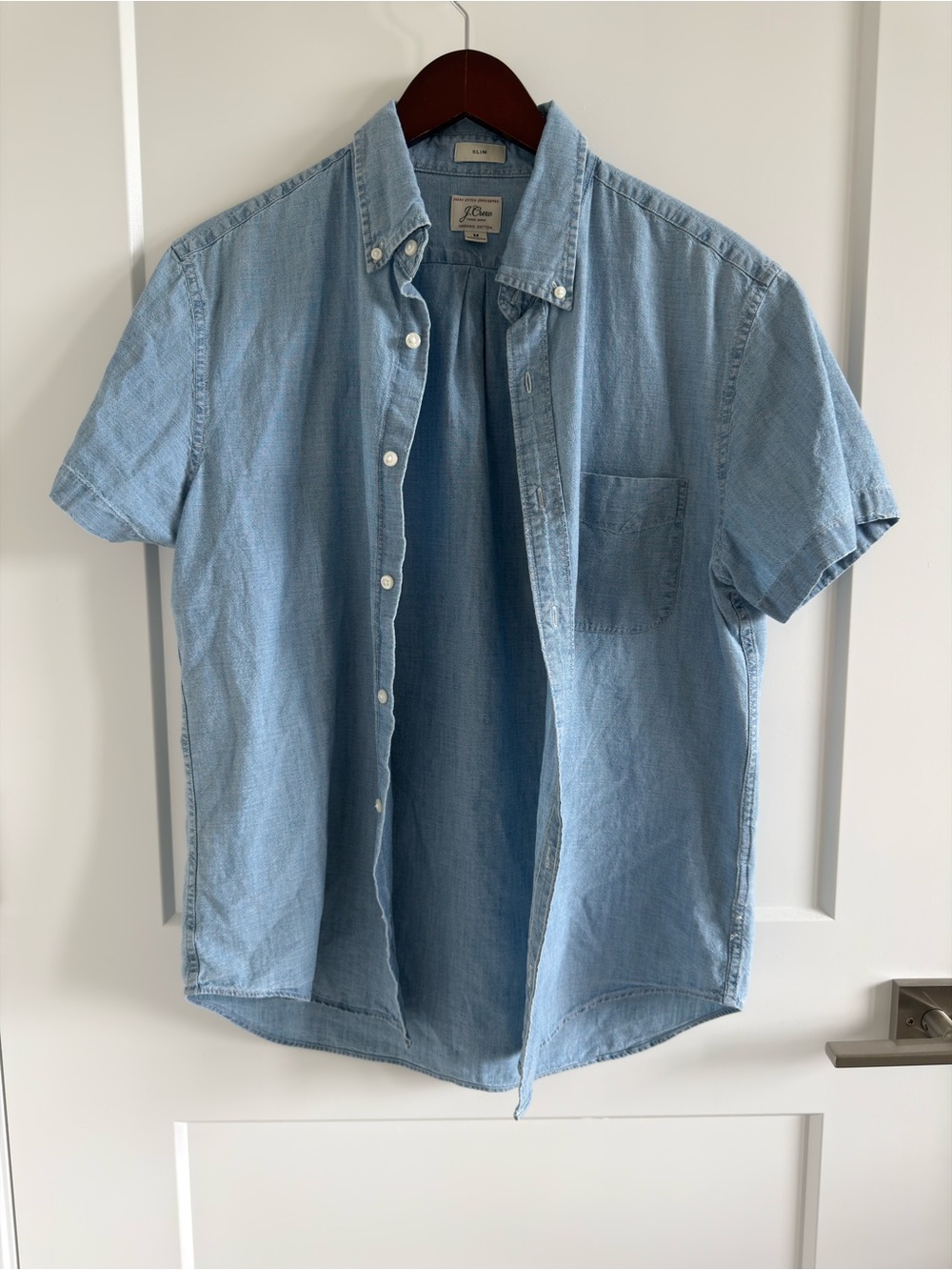 J. Crew Light Blue Short-Sleeve Chambray Button-Down Shirt